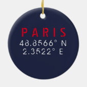 Parijs Lengtegraad Breedtegraad Marineblauw Keramisch Ornament (Achterkant)