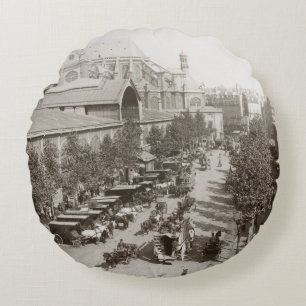 Parijs: Les Halles, C1900 Rond Kussen