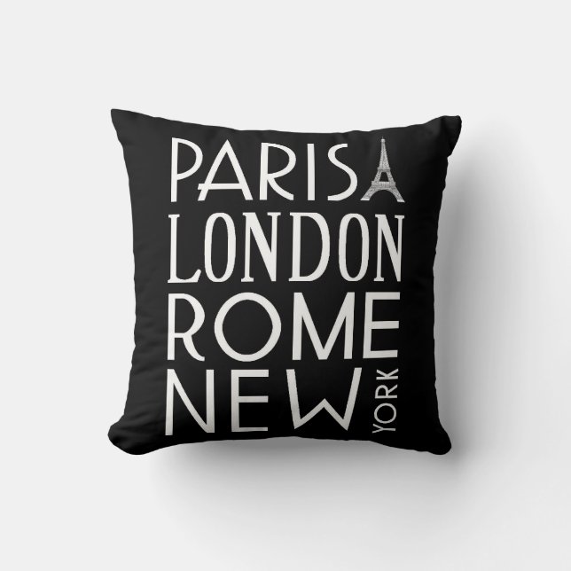 Parijs, Londen, Rome en New York Pillow Kussen (Voorkant)