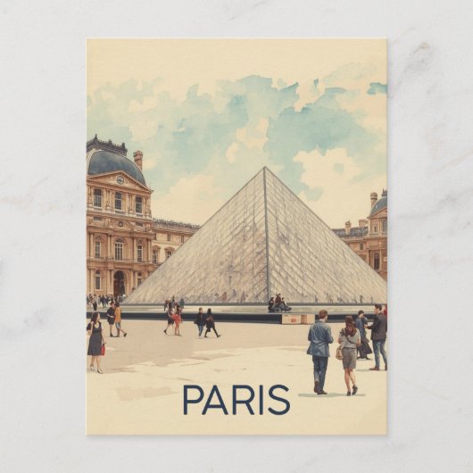 Parijs Louvre Briefkaart (Voorkant)