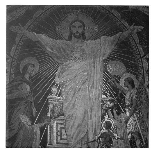 Parijs Main mosaic Sacred Heart jesus Tegeltje (Voorkant)