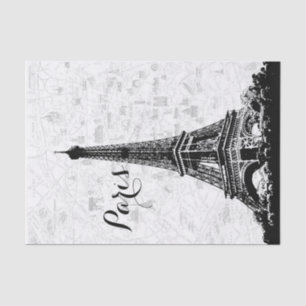  Parijs Map Eiffel Tower Black en White Tissuepapier
