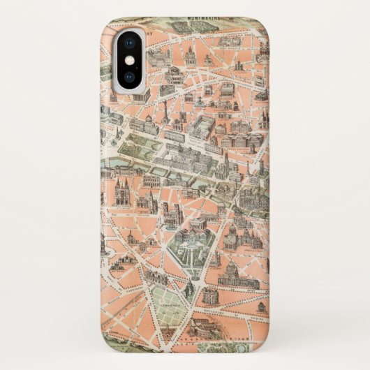 Parijs Map iPhone X Hoesje (Achterkant)