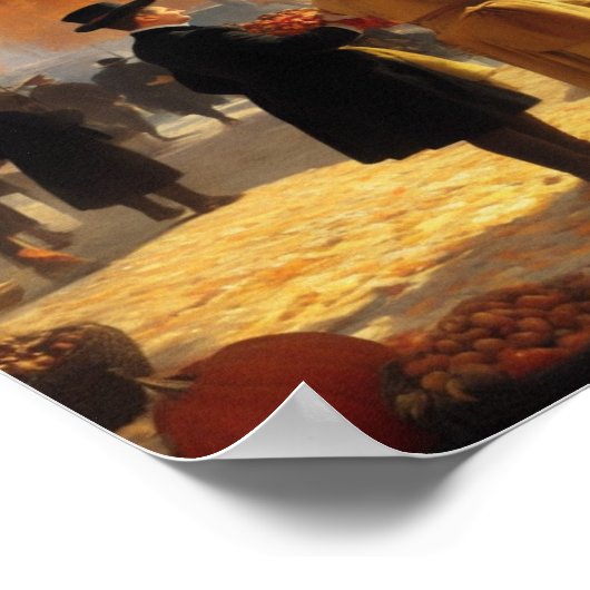 Parijs marktplaats in de herfst poster (Hoek)