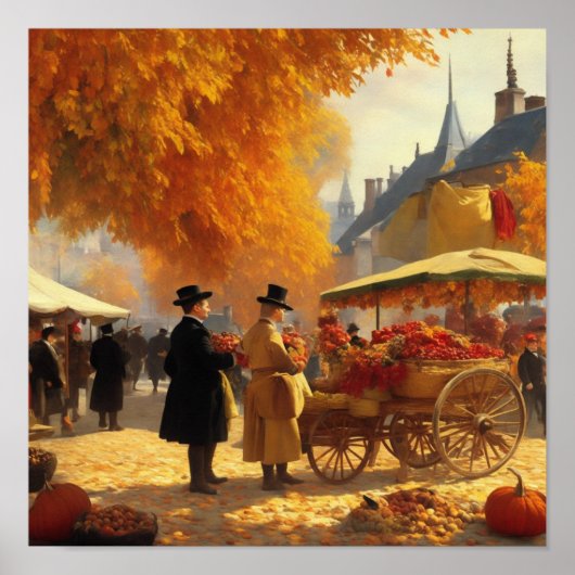 Parijs marktplaats in de herfst poster (Voorkant)