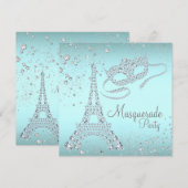 Parijs Maskerade Feest Kaart (Voorkant / Achterkant)