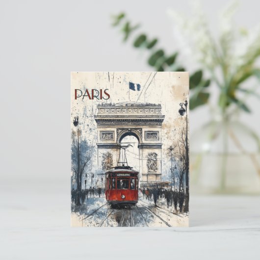 Parijs met de Arc de Triomphe Briefkaart (Staand voorkant)