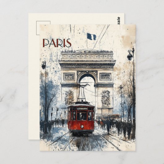  Parijs met de Arc de Triomphe Briefkaart (Voorkant / Achterkant)