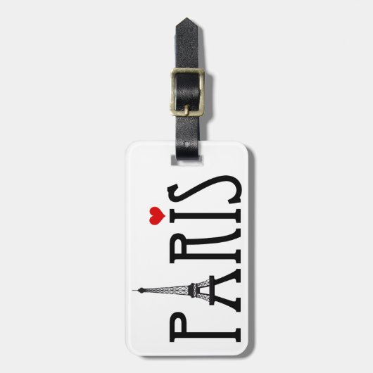 Parijs met Eiffeltoren en rood hart Bagagelabel (Voorkant verticaal)