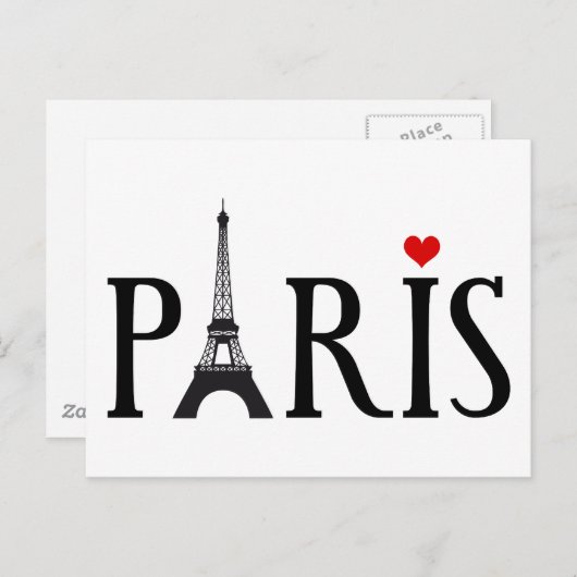 Parijs met Eiffeltoren en rood hart Briefkaart (Voorkant / Achterkant)
