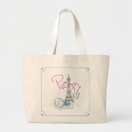 "Parijs met liefde en Eiffeltoren" Grote Tote Bag