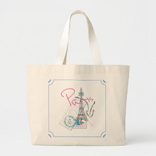 "Parijs met liefde en Eiffeltoren" Grote Tote Bag