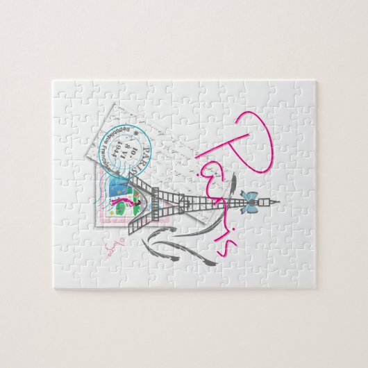 Parijs met liefde en Eiffeltoren Legpuzzel (Horizontaal)