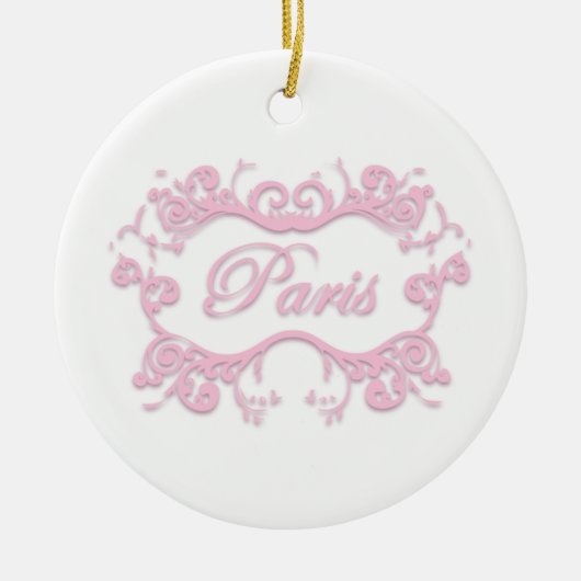 Parijs met Scrollen roze Keramisch Ornament (Voorkant)