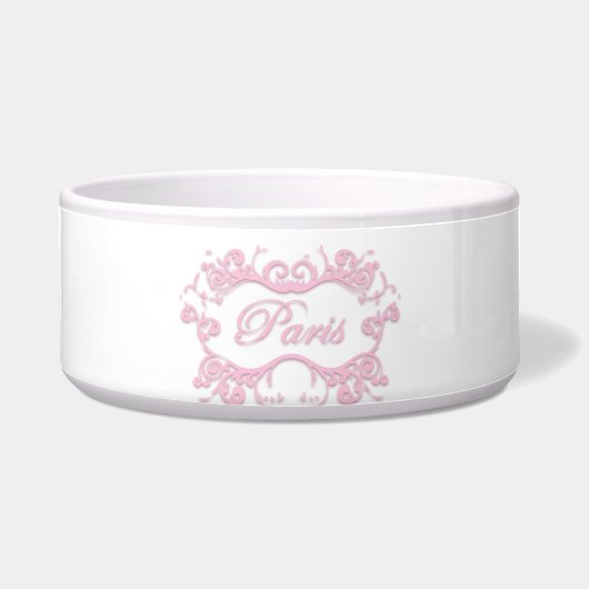Parijs met Scrollen roze Voerbakje (Voorkant)