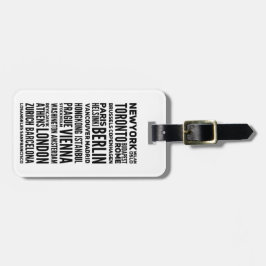 Parijs, Milaan, New York, Londen Aangepaste tekst Bagagelabel