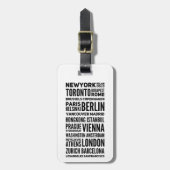 Parijs, Milaan, New York, Londen Aangepaste tekst Bagagelabel (Voorkant verticaal)