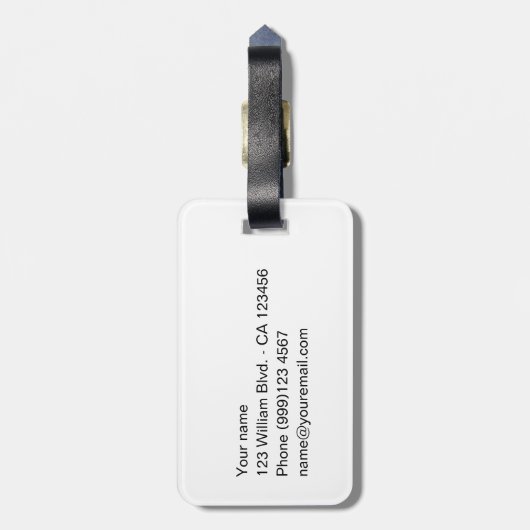 Parijs, Milaan, New York, Londen Aangepaste tekst Bagagelabel (Achterkant verticaal)