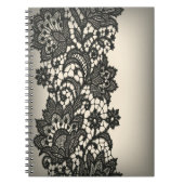  Parijs mode bloemenmotief zwart kant Notitieboek (Voorkant)