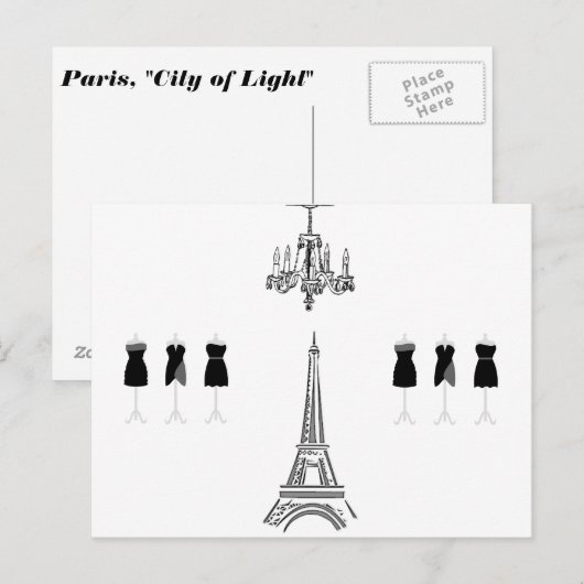 Parijs Mode Eiffeltoren Frans Briefkaart (Voorkant / Achterkant)