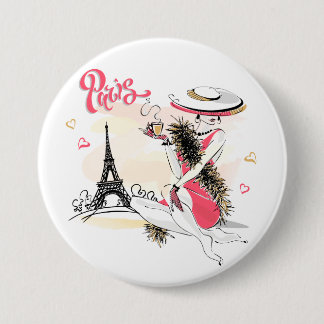 Parijs, Mode en koffie Ronde Button 7,6 Cm