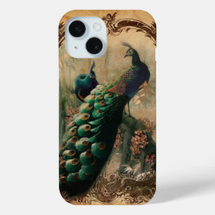 parijs mode meisjesachtig bloem vintage pauw iPhone 15 case