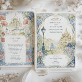 Parijs Montmartre bruiloft Waterverf Basiliek Kaart