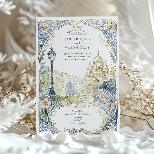 Parijs Montmartre bruiloft Waterverf Basiliek Kaart