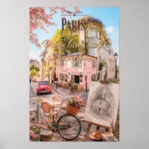 Parijs Montmartre Café Kunst Vorm Schilderachtige Poster