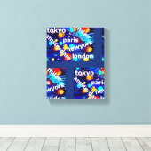 Parijs New York Amsterdam Kleurrijke Abstracte Kun Canvas Afdruk (Insitu (Houten vloer))