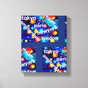 Parijs New York Amsterdam Kleurrijke Abstracte Kun Canvas Afdruk