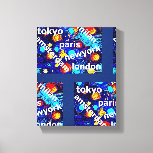 Parijs New York Amsterdam Kleurrijke Abstracte Kun Canvas Afdruk (Voorkant)