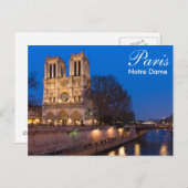Parijs - Notre Dame bij nacht briefkaart (Voorkant / Achterkant)