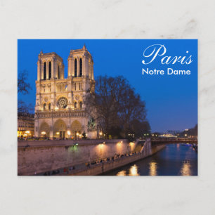 Parijs - Notre Dame bij nacht briefkaart