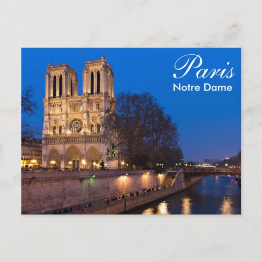 Parijs - Notre Dame bij nacht briefkaart (Voorkant)