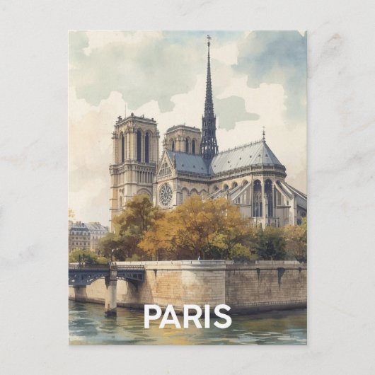 Parijs Notre Dame Briefkaart (Voorkant)
