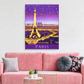 Parijs onder een Paarse Starry Sky Canvas Afdruk (Insitu (Woonkamer))