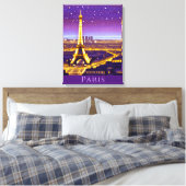 Parijs onder een Paarse Starry Sky Canvas Afdruk (Insitu (Slaapkamer))