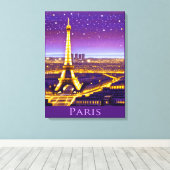 Parijs onder een Paarse Starry Sky Canvas Afdruk (Insitu (Houten vloer))