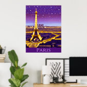 Parijs onder een Paarse Starry Sky Poster (Thuiskantoor)