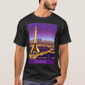 Parijs onder een Paarse Starry Sky T-shirt (Voorkant)