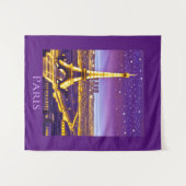 Parijs onder een Paarse Starry Sky Wandkleed (Voorkant (horizontaal))