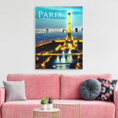Parijs onder een Turquoise Blue Twilight Sky Canvas Afdruk (Insitu (Woonkamer))