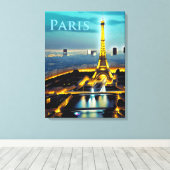 Parijs onder een Turquoise Blue Twilight Sky Canvas Afdruk (Insitu (Houten vloer))