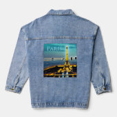 Parijs onder een Turquoise Blue Twilight Sky Denim Jacket (Achterkant)