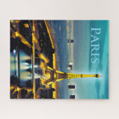 Parijs onder een Turquoise Blue Twilight Sky Legpuzzel (Horizontaal)