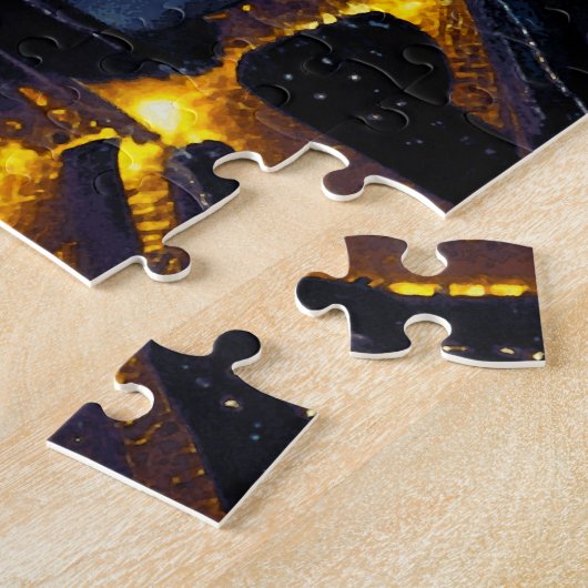 Parijs onder een Turquoise Blue Twilight Sky Legpuzzel (Zijkant)