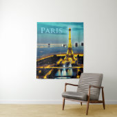 Parijs onder een Turquoise Blue Twilight Sky Wandkleed (In situ)