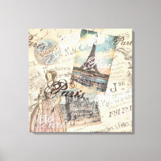  Parijs ontkoppeling Landmarks typografie Canvas Afdruk (Voorkant)