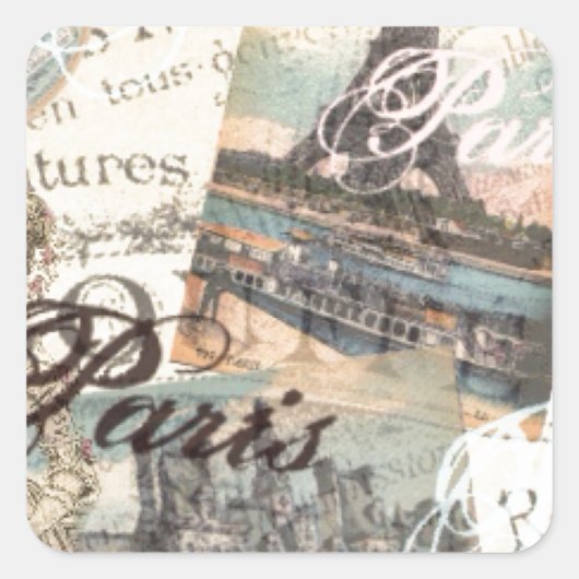 Parijs ontkoppeling Landmarks typografie Vierkante Sticker (Voorkant)